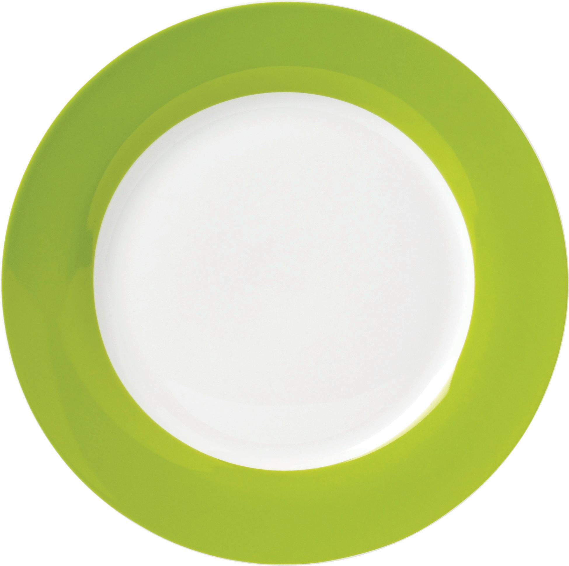 Speisetellerset Grün Weiß 6-teilig D: 26,5 cm - Weiß/Grün, Basics, Keramik (26,5cm) - Van Well
