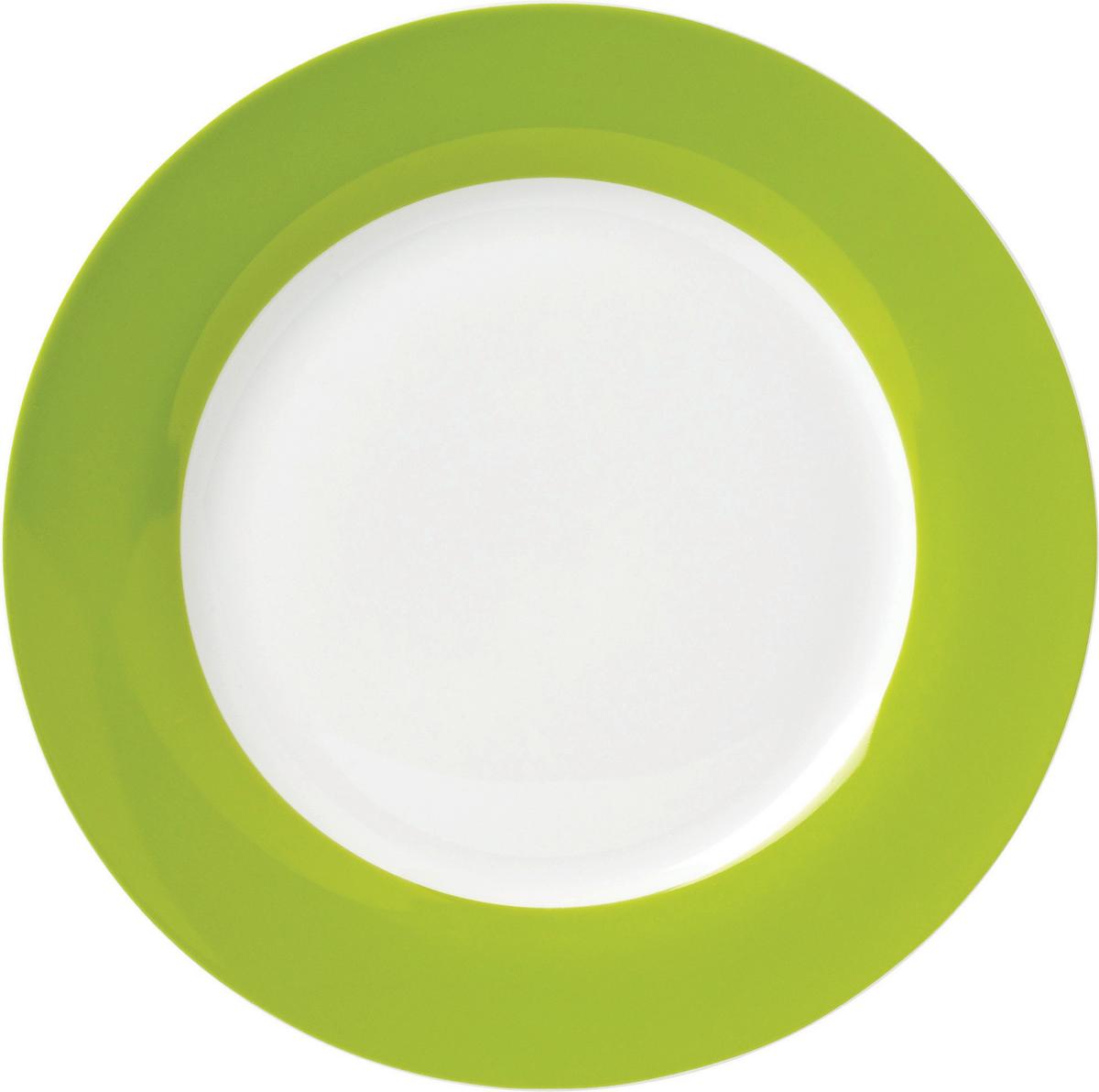 Speisetellerset Grün Weiß 6-teilig D: 26,5 cm - Weiß/Grün, Basics, Keramik (26,5cm) - Van Well
