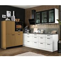 Eckküche Clean/Stripe - Grauweiß/Schwarz, Basics, Holzwerkstoff - Express