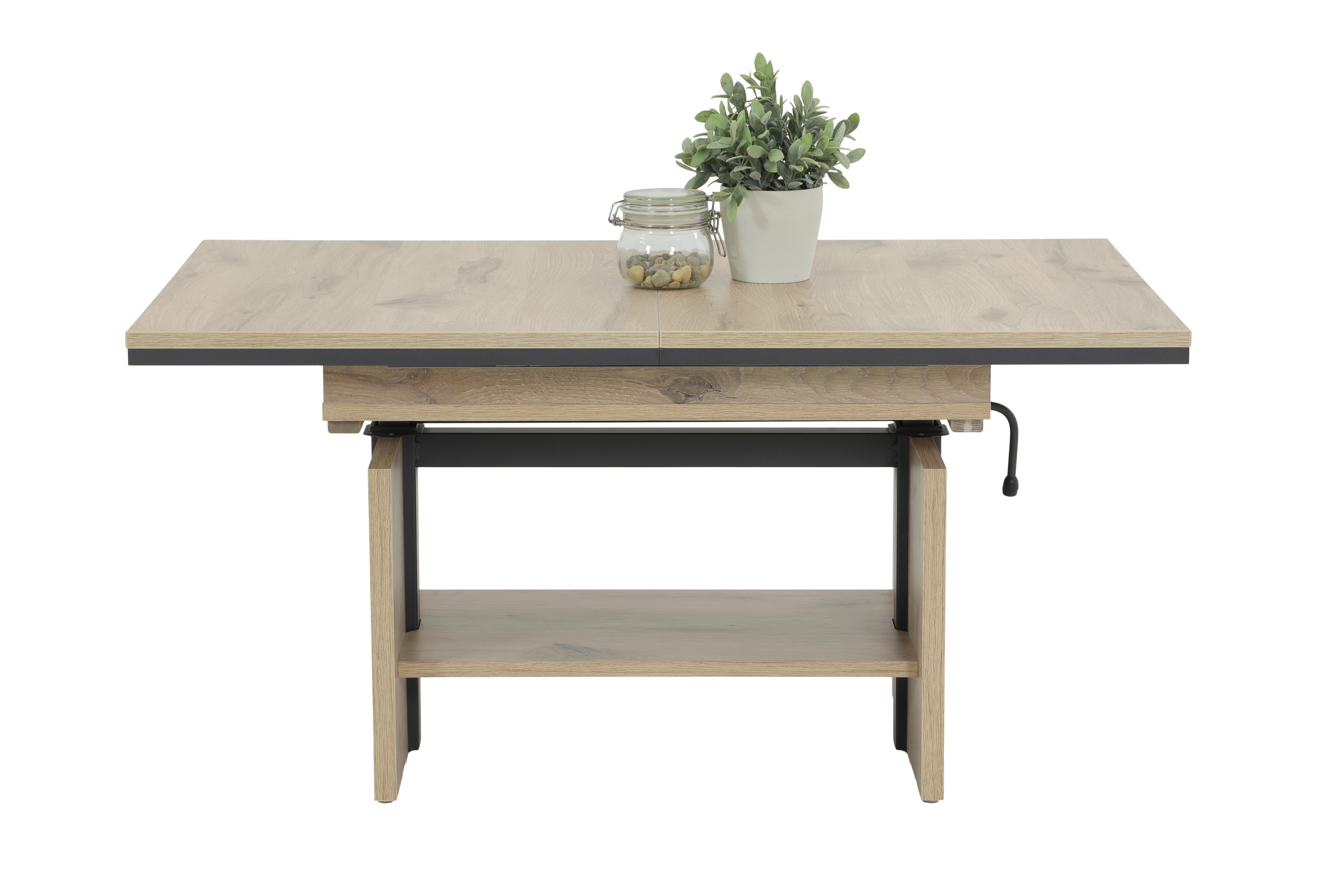 Couchtischset Ingo Eiche Dekor L: 110-150 cm - Eichefarben, Design, Holzwerkstoff (110-150/70/53-72cm) - Livetastic