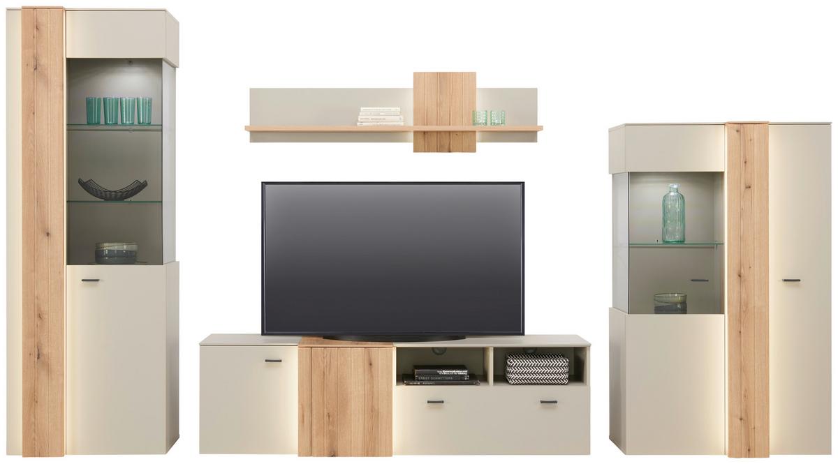 Wandboard Santana Inkl. Led Kieselgrau/eiche Dekor - MODERN, Holzwerkstoff (140/39/23,5cm)