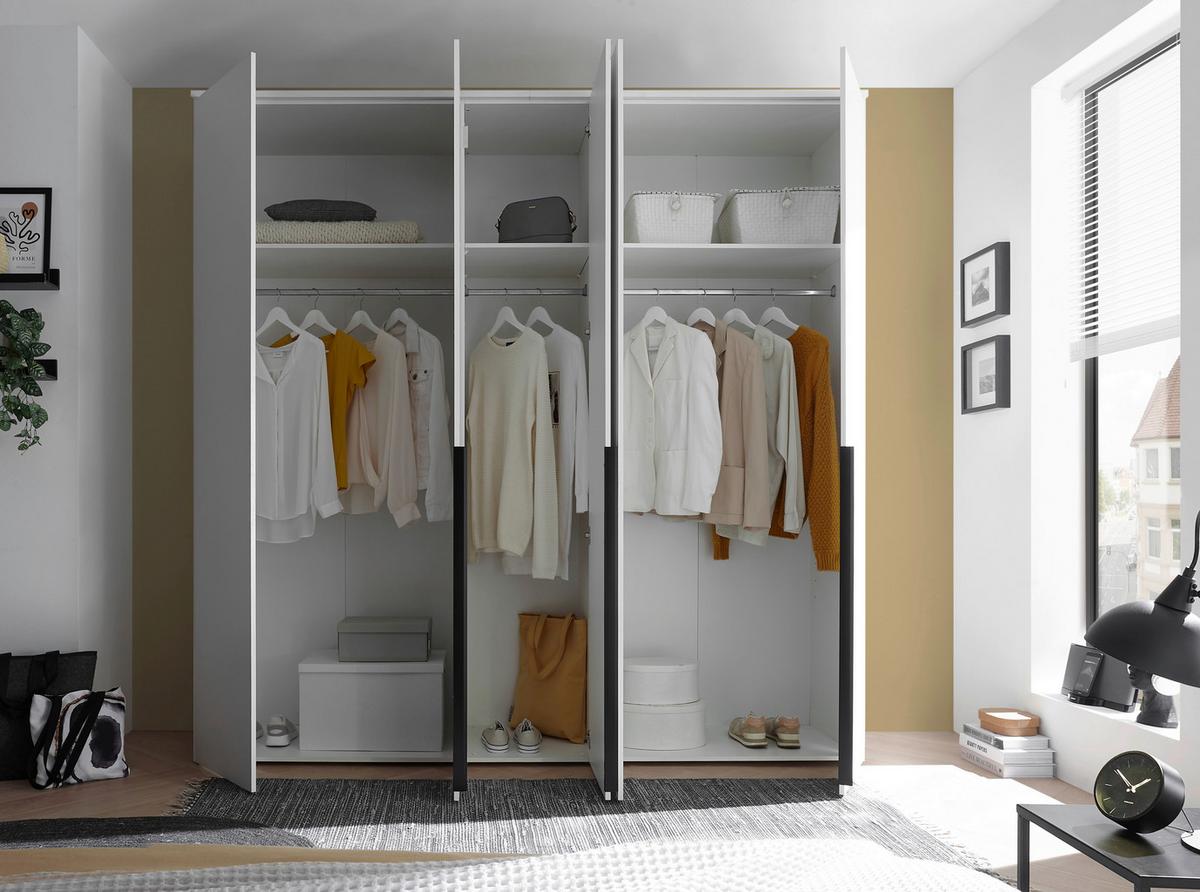 Drehtürenschrank 225 cm Kevo Weiß - Weiß, MODERN, Holzwerkstoff (225/225/52cm) - Carryhome