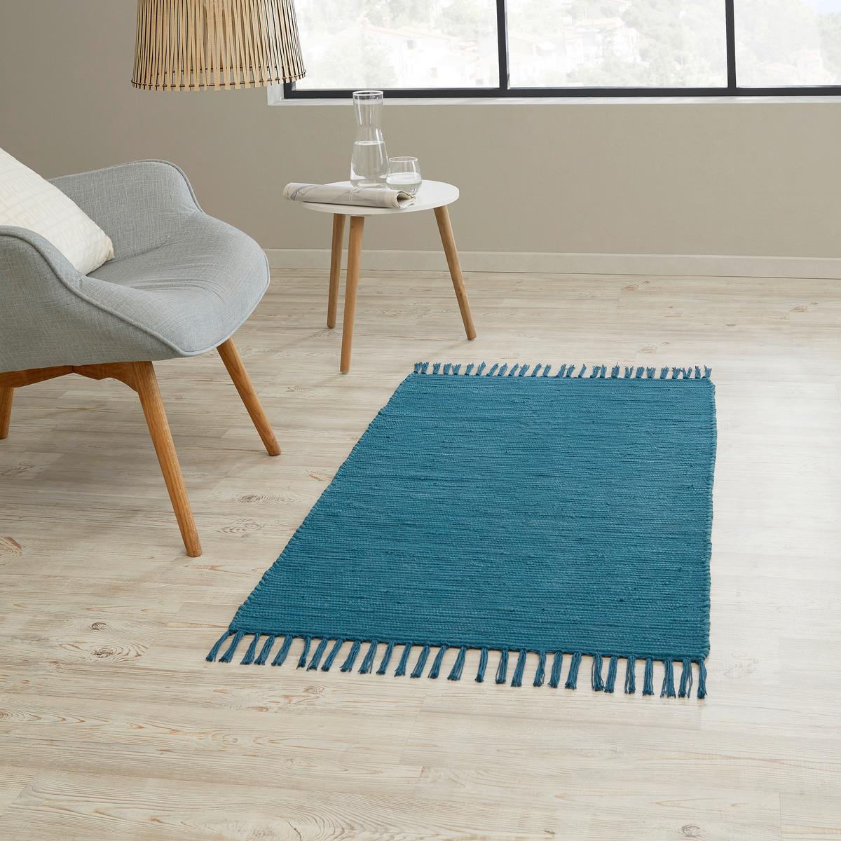 Handwebteppich Annika - Blau, MODERN, Textil (70/120cm) - James Wood