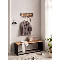 WANDGARDEROBE WL6.786 - Schwarz/Braun, Design, Leder/Holz (60/15/6cm) - MID.YOU
