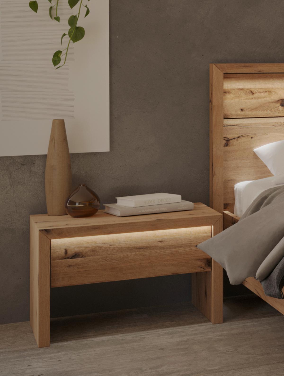 Nachtkästchen Emilia, Naturfarben B: 60 Cm - Wildeiche/Naturfarben, MODERN, Holz (60/46/41cm) - MID.YOU