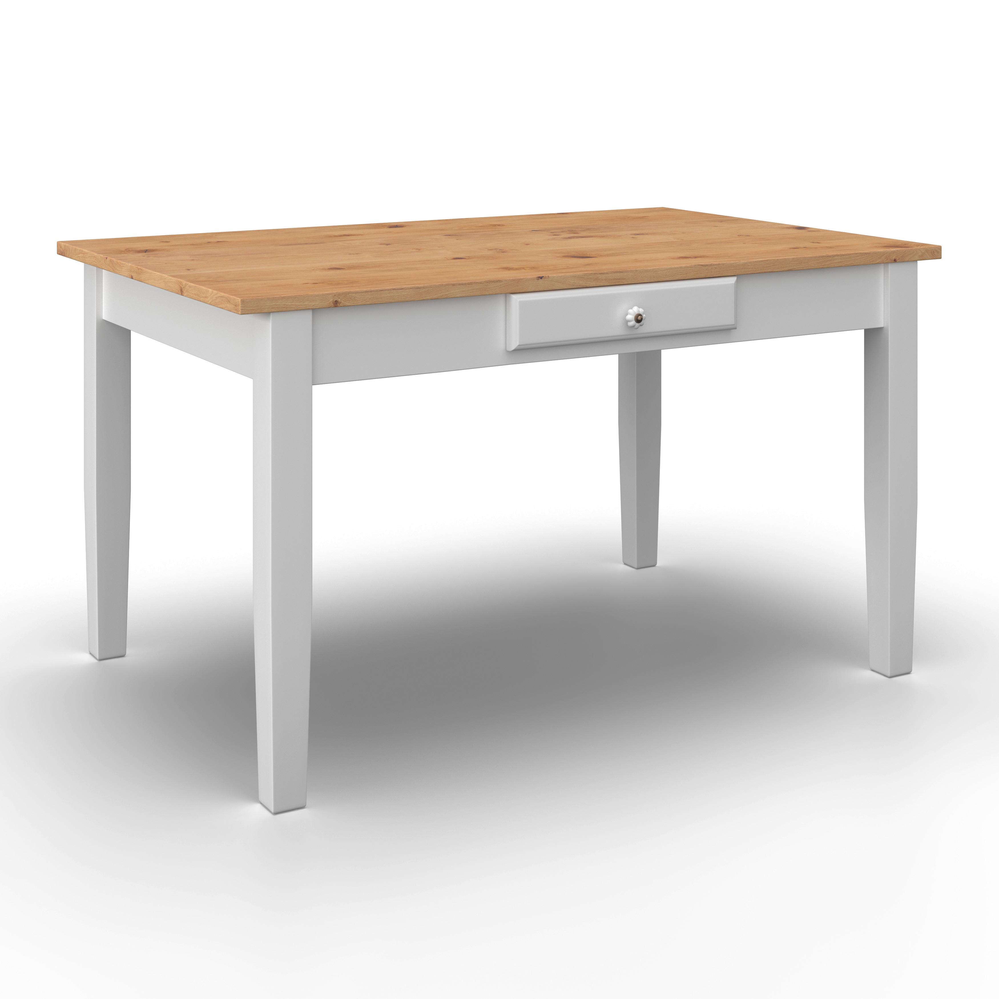 Jedálenský stôl CAMDEN 140x90 - biela/farba borovice, Modern, drevo/kompozitné drevo (140/79/90cm) - Bessagi Home