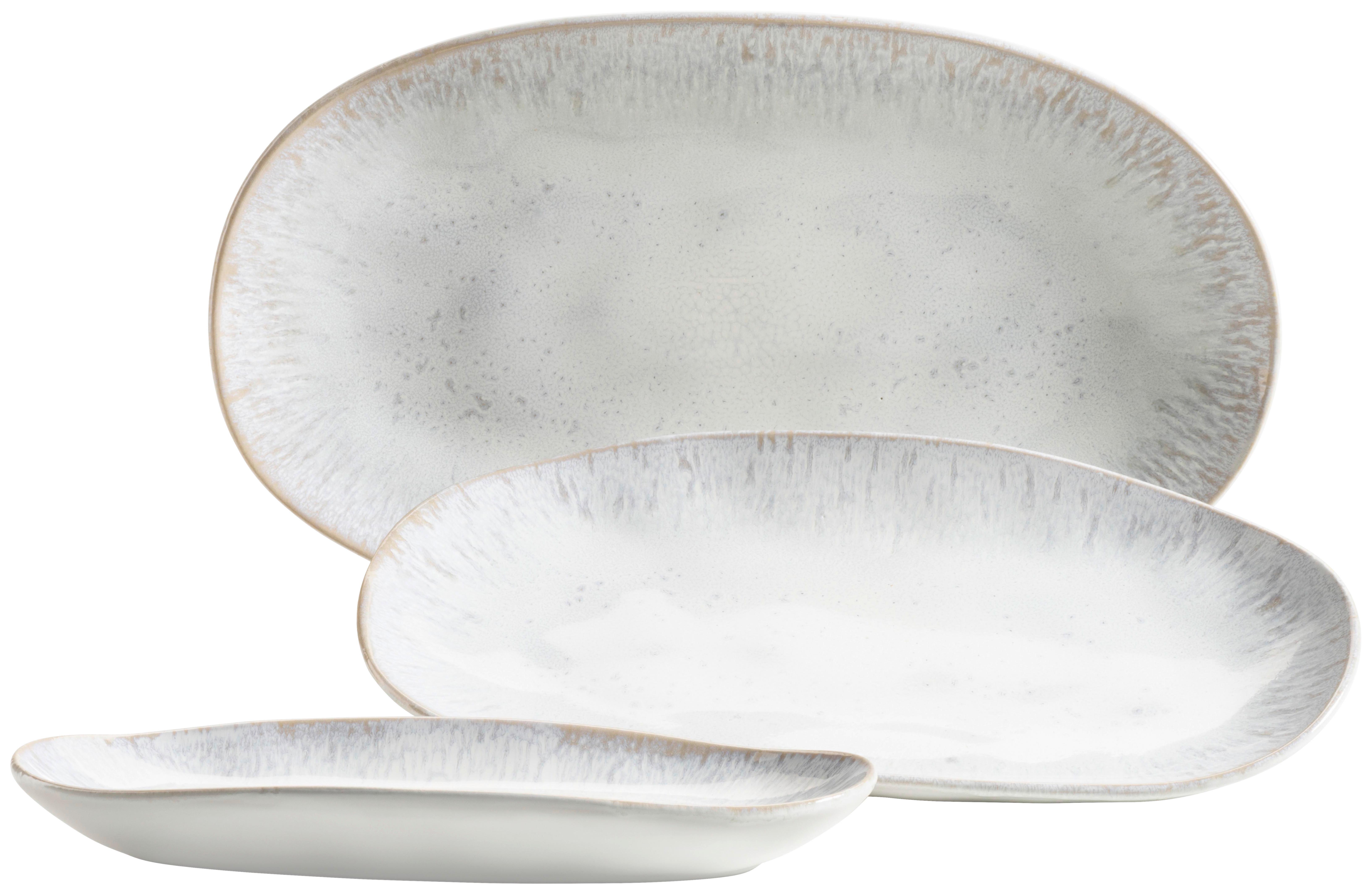 Servierplatte Aus Steinzug Frozen 3--Teilig. Weiß - Weiß, Basics, Keramik (39/24,5/10cm) - Mäser