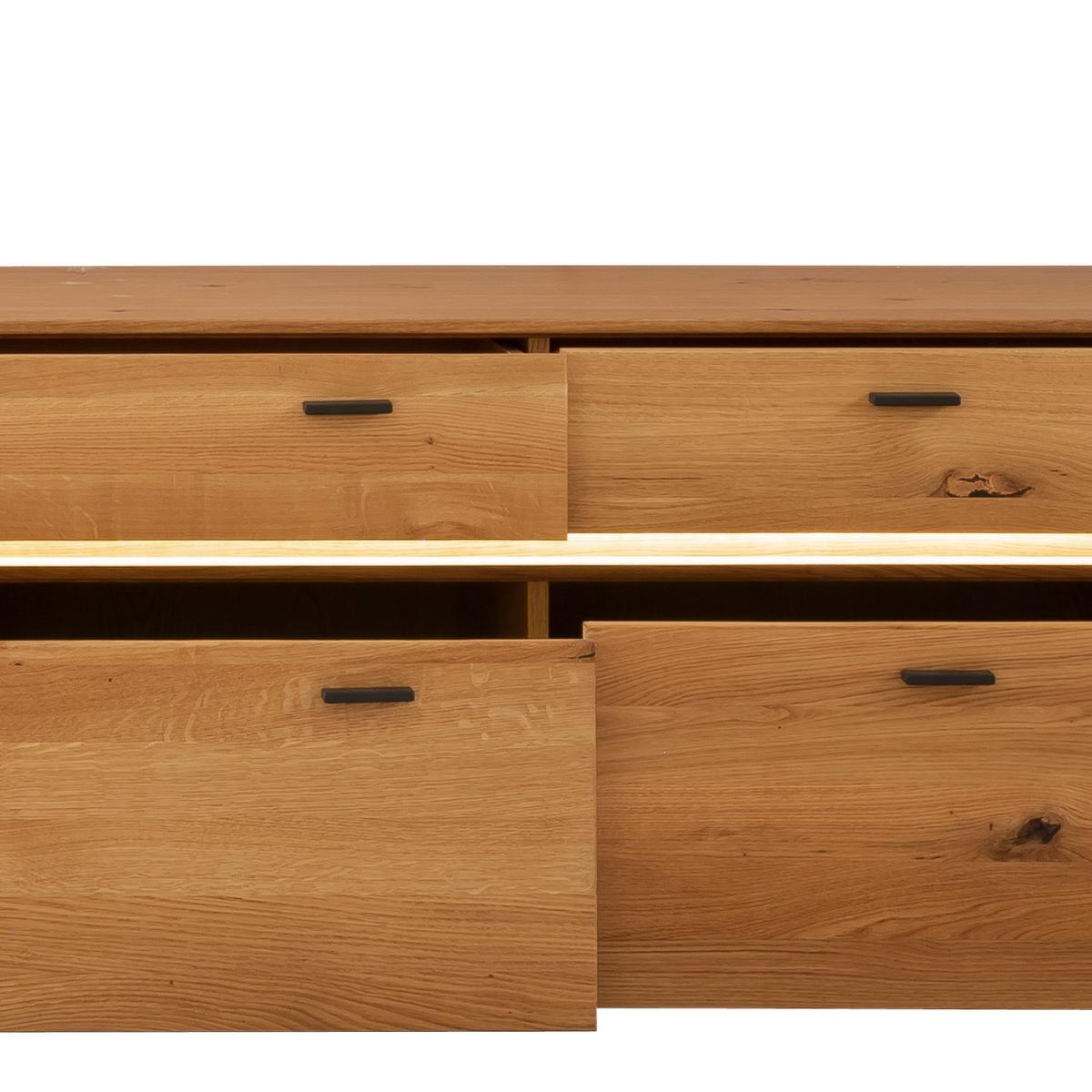 Wohnkombination Massiv 3-Tlg. Como Wildeiche - Wildeiche, Natur, Glas/Holz (246/202/51cm) - MID.YOU