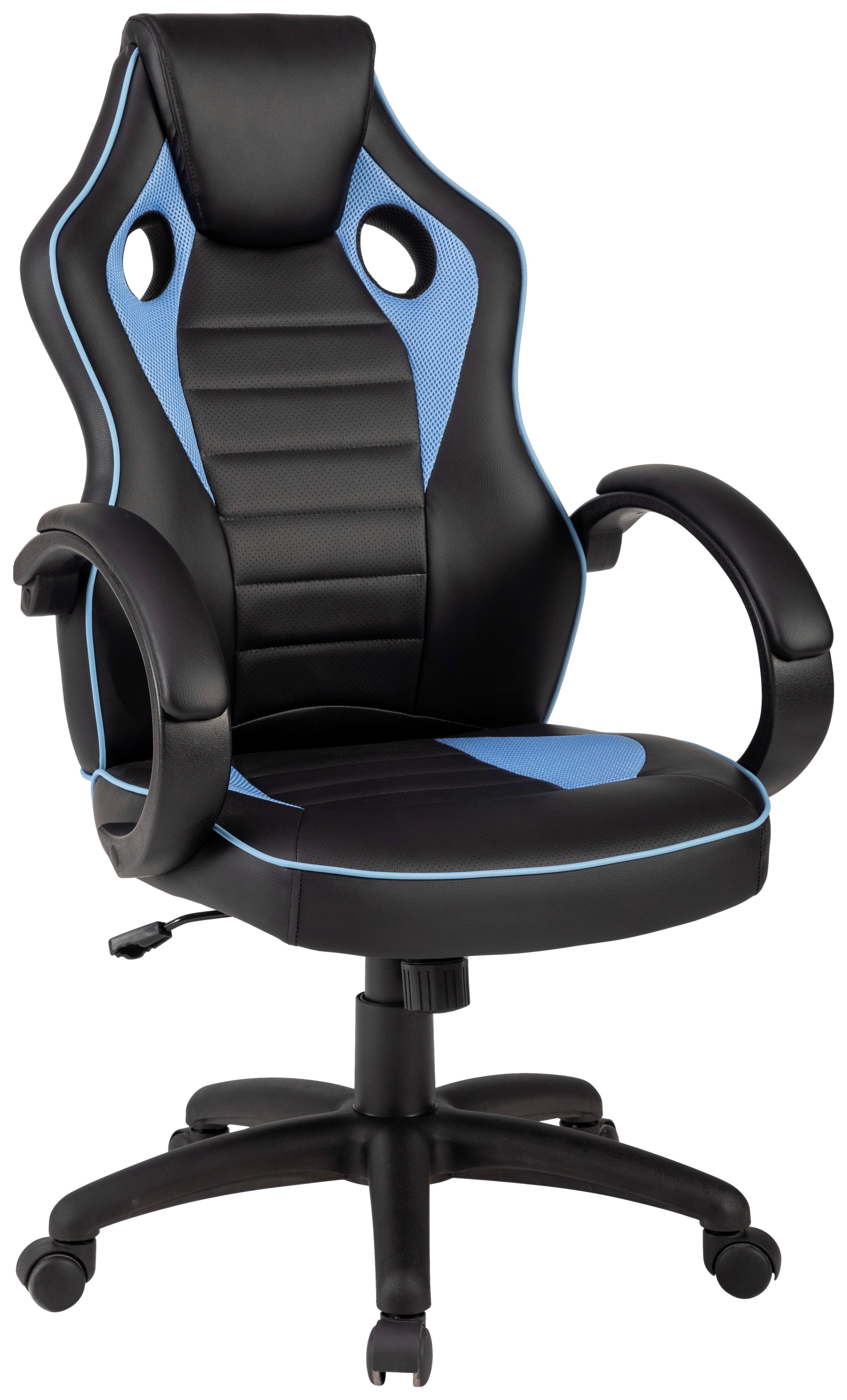 Chefsessel Speedy Blau/Schwarz B: 62 cm - Blau/Schwarz, Trend, Kunststoff/Textil (62/120/69cm)