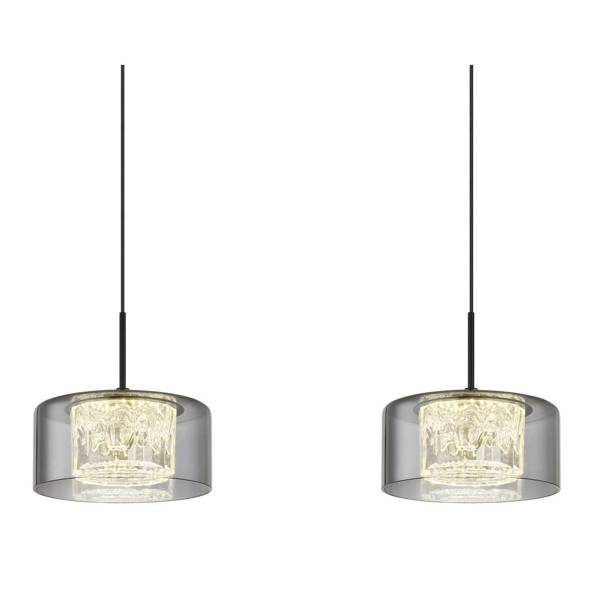 LED-Hängeleuchte 15634-4 Fogsy - Klar/Schwarz, Design, Glas/Kunststoff (105/15/150cm) - Globo