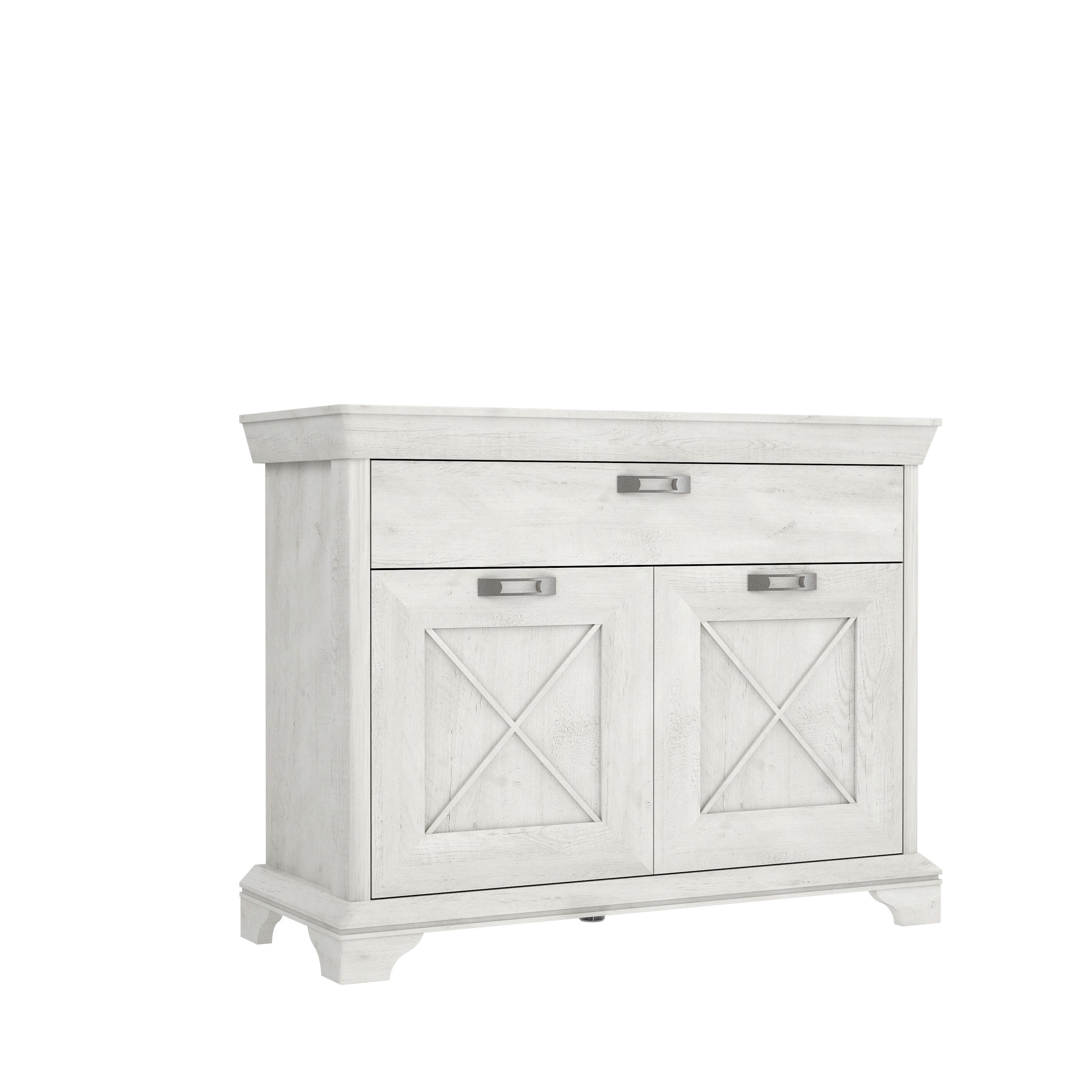 Sideboard B: 123,3 cm Kashmir, Pinienfarben/Weiß - Weiß/Pinienfarben, ROMANTIK / LANDHAUS, Holzwerkstoff/Kunststoff (123,3/95,9/48,2cm) - MID.YOU