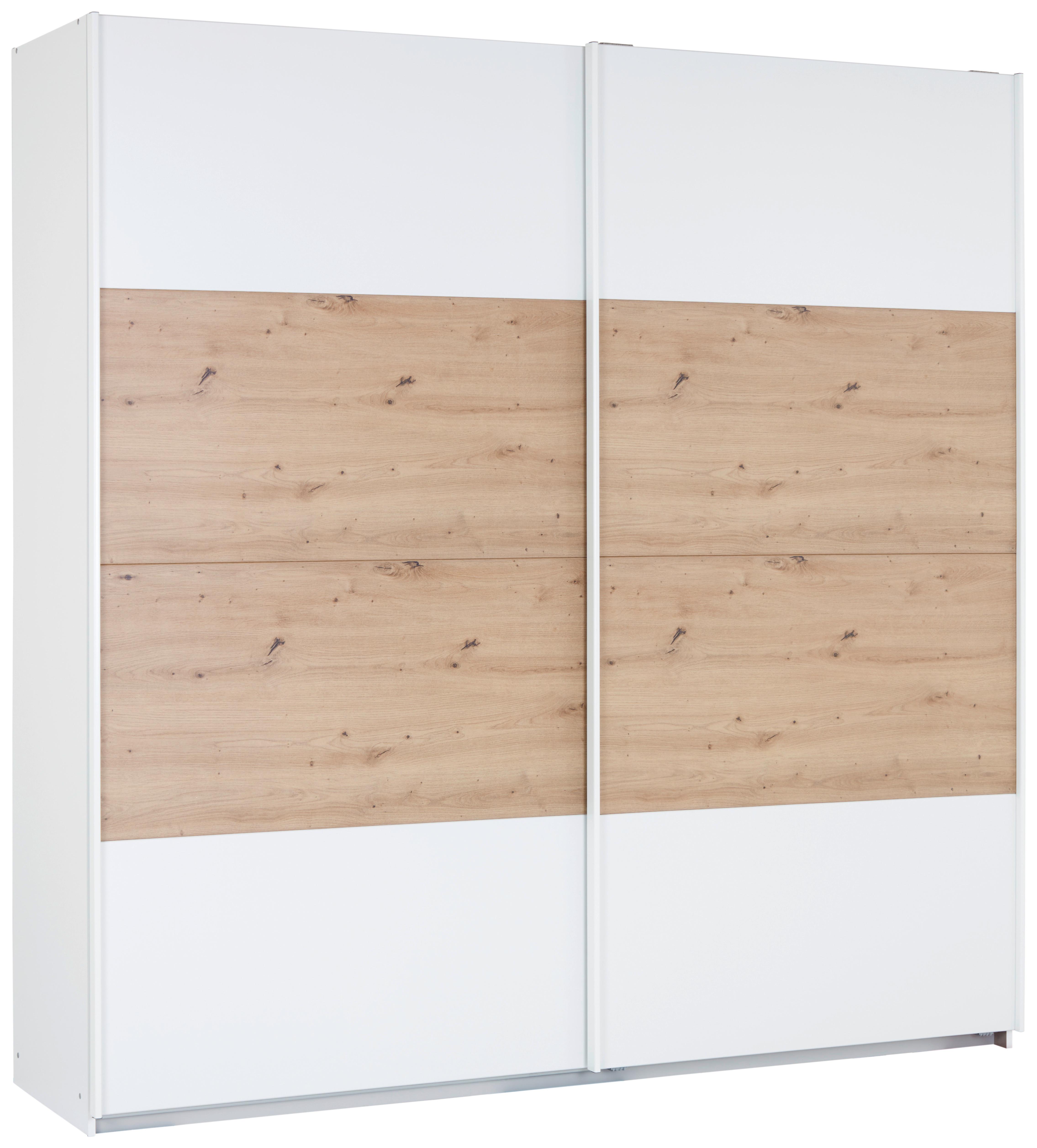 Schwebetürenschrank B: 136 cm Feldkirch Weiß / Eiche Dekor