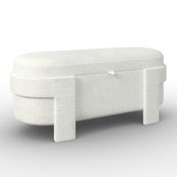 Čalouněná taburetka BENJI s úlož.prostorem, slonovinová - slonovinová, Moderní, dřevo/textil (125/51/49cm) - Bessagi Home