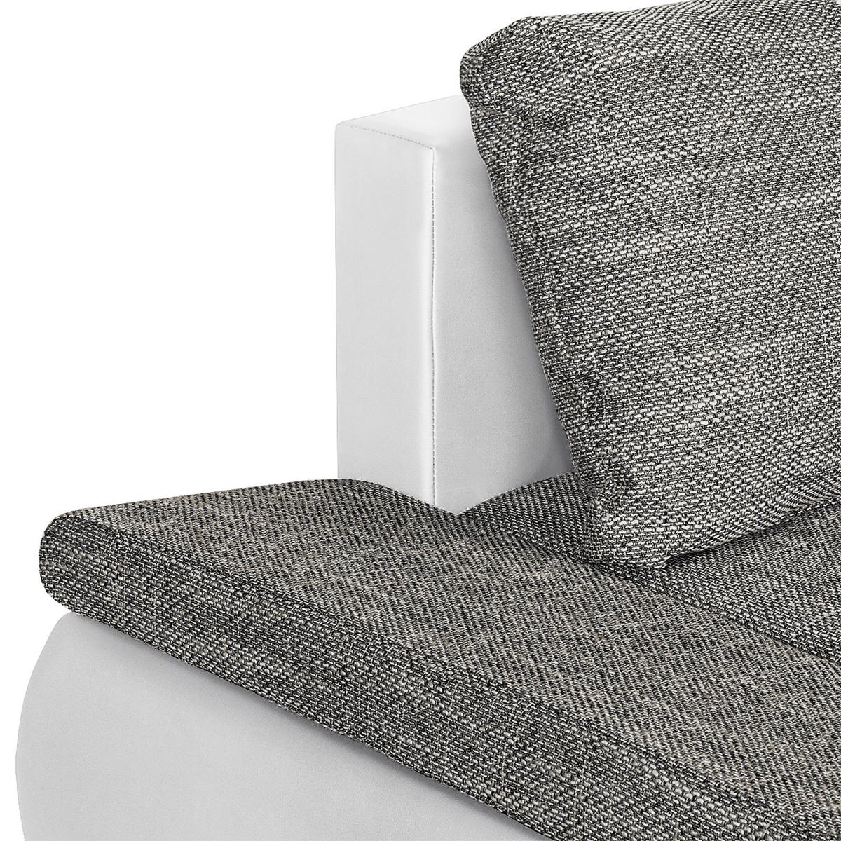 Ecksofa Acra Grau, Weiß B: 266x175 Cm - Chromfarben/Schwarz, Design, Textil (266/175cm) - Livetastic