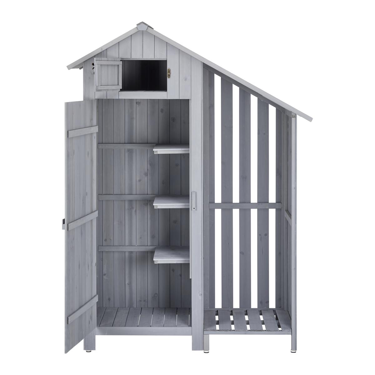 Domek na nářadí MARIANNA šedá - šedá, Moderní, dřevo (131/180/54,3cm) - Bessagi Garden