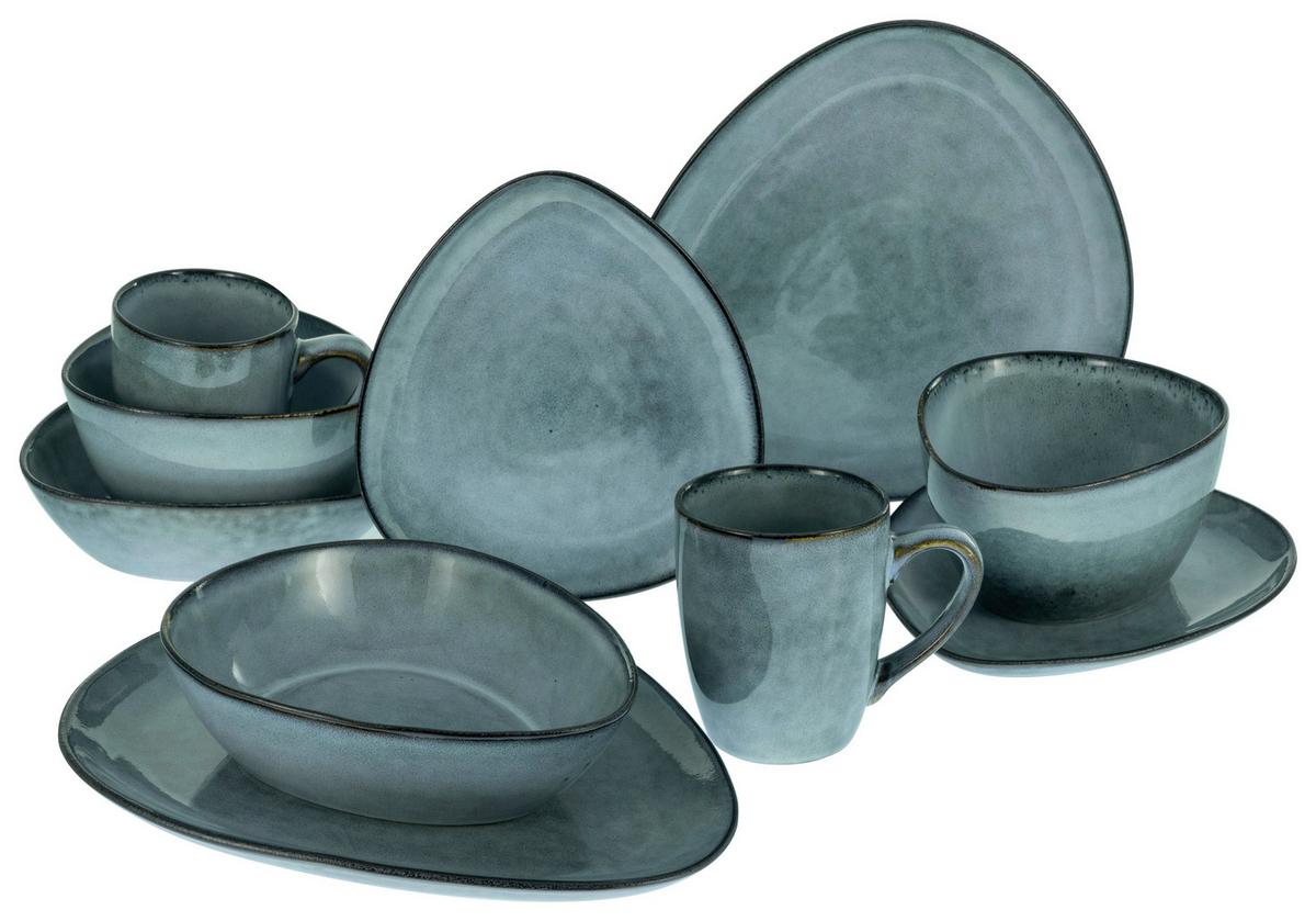 Kombiservice Cloudy Stone 2 Personen Geschirr Set - Grau, Trend, Keramik (34/29,5/36cm) - Creatable