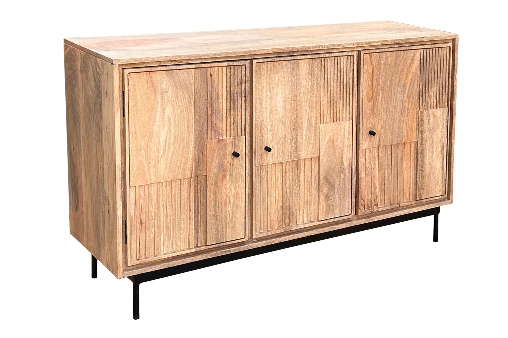 SIDEBOARD Schwarz/Naturfarben B: 130cm - Schwarz/Naturfarben, Design, Holz/Metall (130/80/40cm) - MID.YOU