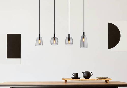 Hängeleuchte 15789-4hb - Schwarz, Design, Glas/Metall (107/16/120cm) - Globo