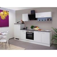 Küchenzeile Lucca Mit Geräten 270 Cm Weiß Dekor Modern - Graubraun/Weiß, KONVENTIONELL, Holzwerkstoff (270cm) - FlexWell