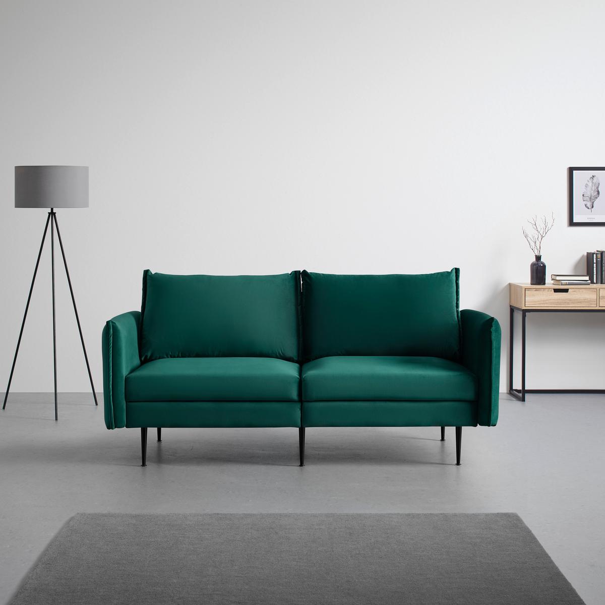 Pohovka YARA zelená - čierna/zelená, Modern, kov/drevo (194/77/92cm) - Bessagi Home