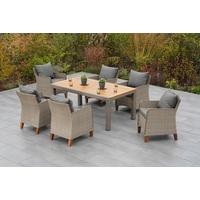 Gartentisch Ausziehbar Metall/kunststoff L 180-240 Cm - Beige, MODERN, Holz/Kunststoff (180-240/100/74cm) - Gardenson