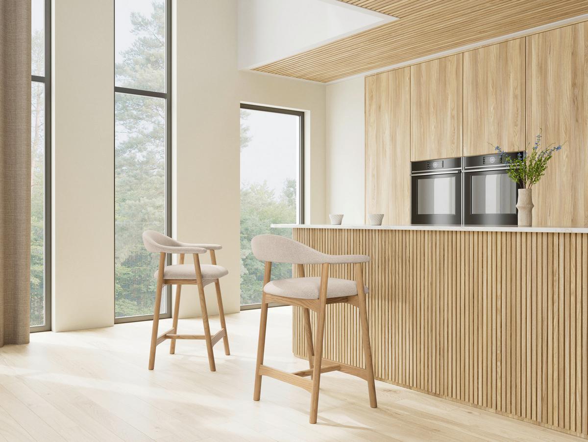 Pultová židle ADDI béžová - béžová, Moderní, dřevo/textil (52/91/52cm) - MID.YOU