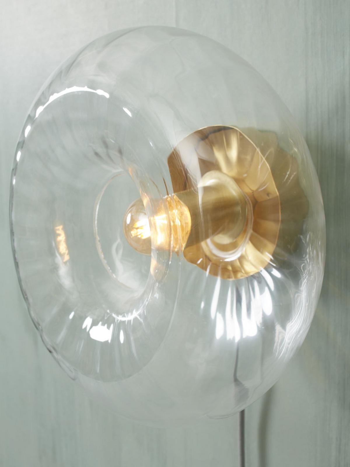 Wandleuchte Brussels 1-Flammig mit Schalter - Transparent/Goldfarben, Basics, Glas/Metall (28cm) - It's about Romi