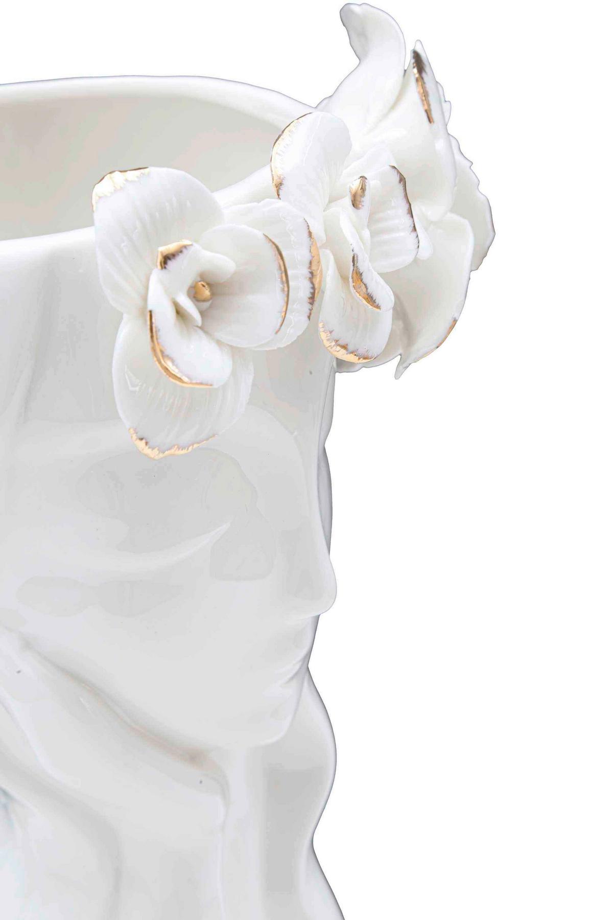 Vase Woman Cute Weiß, Goldfarben B: 14,8 Cmb - Goldfarben/Weiß, Basics, Keramik (14.8/29/13  cm)