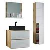 Badezimmer Lendas Bl L - Honigeiche/Schwarz, MODERN, Glas/Keramik (94cm) - MID.YOU