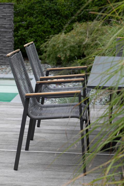 Gartensessel Stapelbar Montana Holz Und Kunststoff - Grau, Basics, Holz/Kunststoff (55/87/66cm) - Gardenson