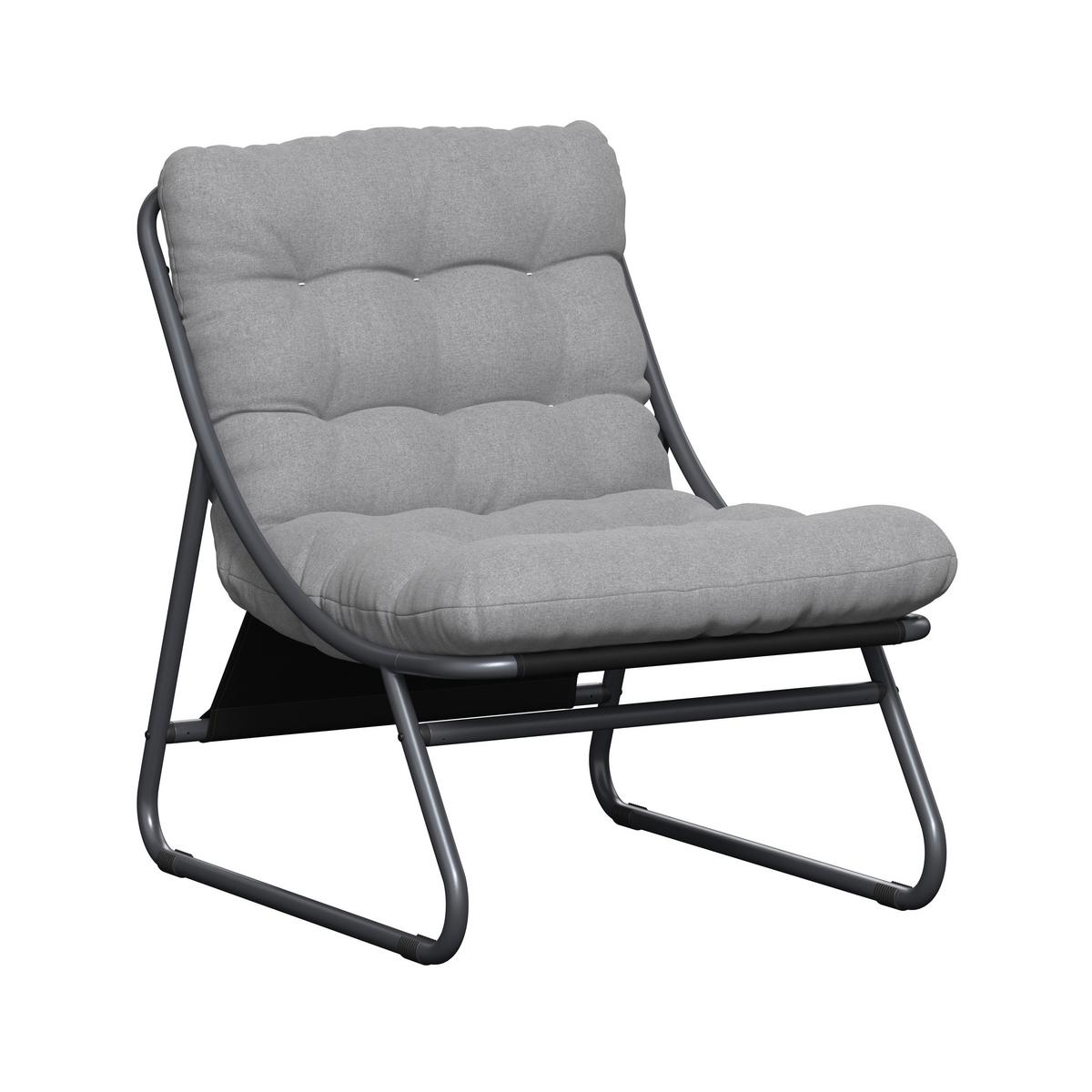 Loungesessel Kairo - Dunkelgrau/Anthrazit, MODERN, Textil/Metall (68/36/65cm) - Beldano