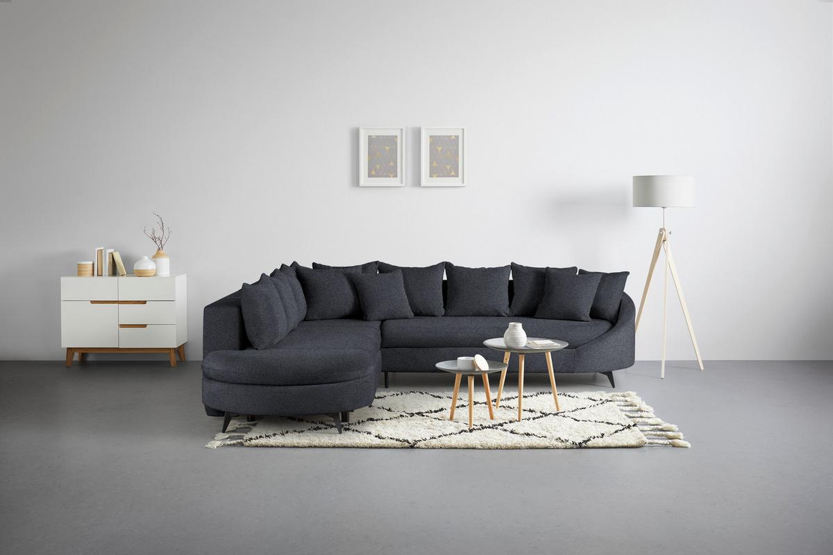 Rohová sedačka AXEL, ľavá, tmavosivá tkanina - čierna/tmavosivá, Modern, kov/textil (250/291cm) - Mömax