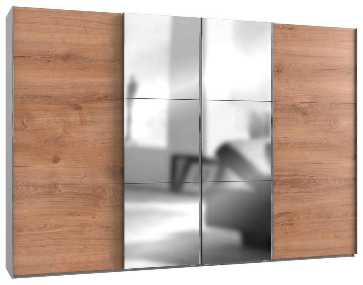 Schwebetürenschrank 350cm Level, Weiß/eiche Dekor - Eichefarben/Weiß, MODERN, Holzwerkstoff (350/236/65cm) - MID.YOU