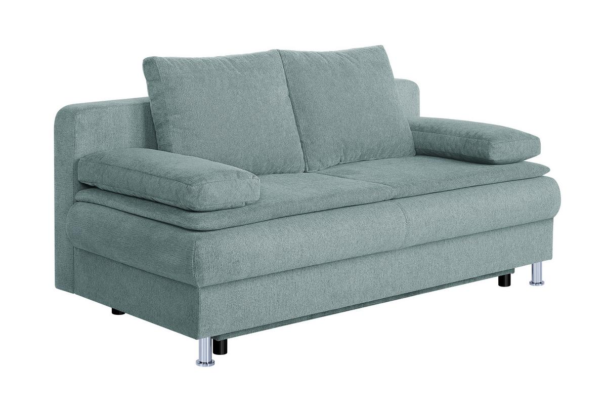 Schlafsofa mit Bettkasten Ken Blaugrau - Chromfarben/Blaugrau, Design, Holzwerkstoff/Textil (200/92/90cm) - P & B