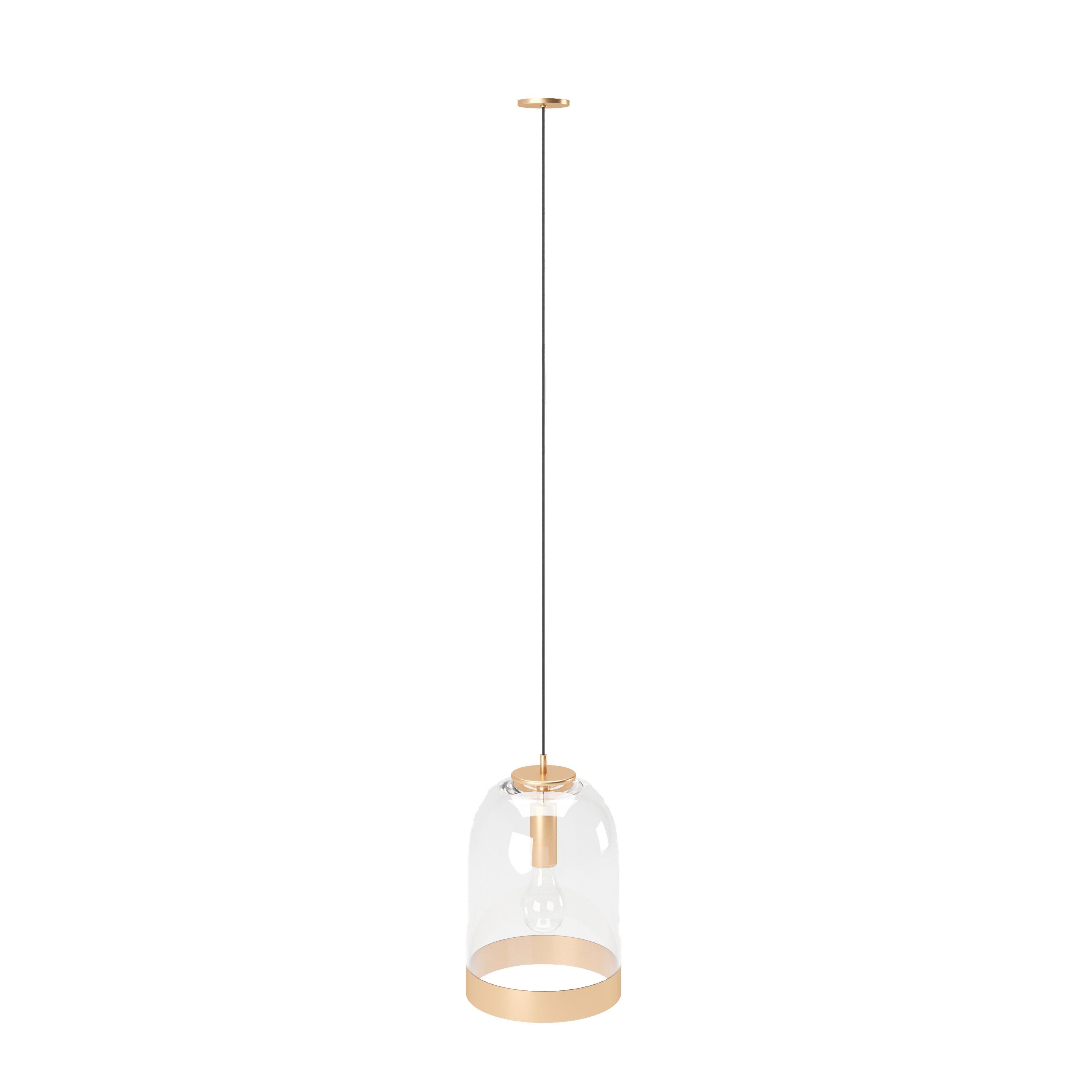 Höngeleuchte Liza H: 32,5 cm Runder Schirm - Transparent/Goldfarben, Basics, Glas/Metall (25,5/32,5/25,5cm) - Playboy
