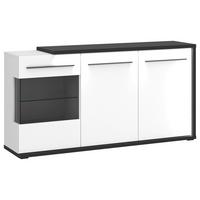 Sideboard Ambiente B: 153,4 cm mit Led, Alpinweiss/Anthrazit - Weiß Hochglanz/Anthrazit, MODERN, Glas/Holzwerkstoff (153,4/81,6/43,6cm)