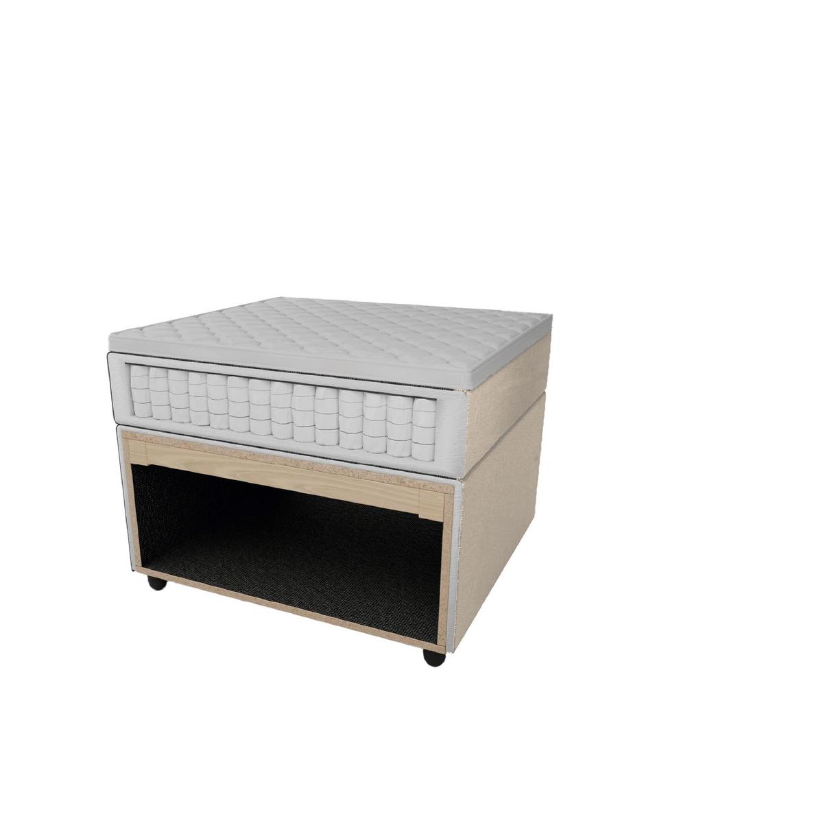 Boxspringová posteľ s toperom 180x200 cm, béžová - čierna/béžová, Modern, drevo/textil (180/200cm) - Bessagi Home