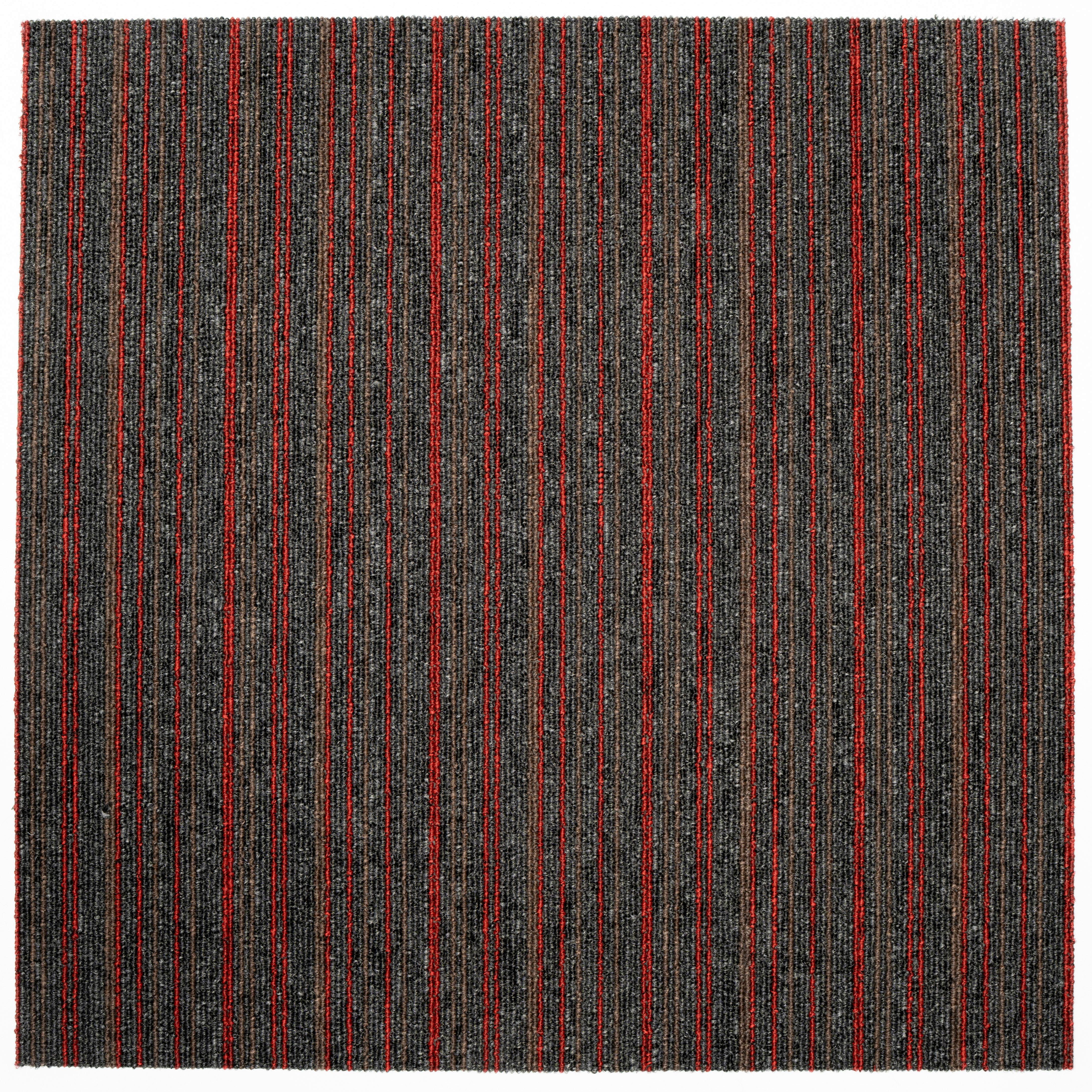 Teppichfliese Grau/Rot Astra 50x50 cm Florhöhe 3 mm - Rot/Grau, Basics, Textil (50/50cm)