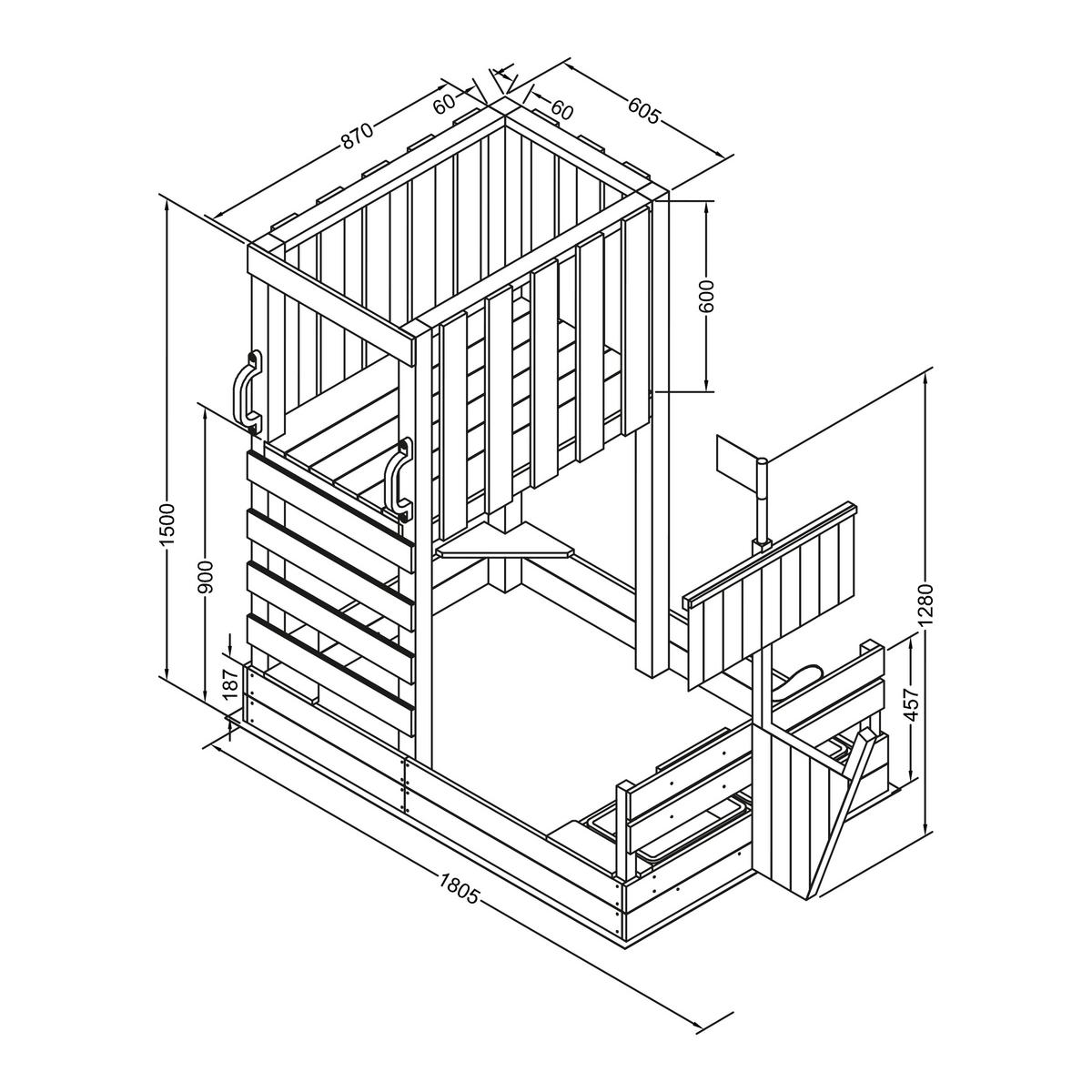 Spielturm Vicky - Braun, Basics, Holz/Kunststoff (180,5/87/150cm) - Ambia Garden