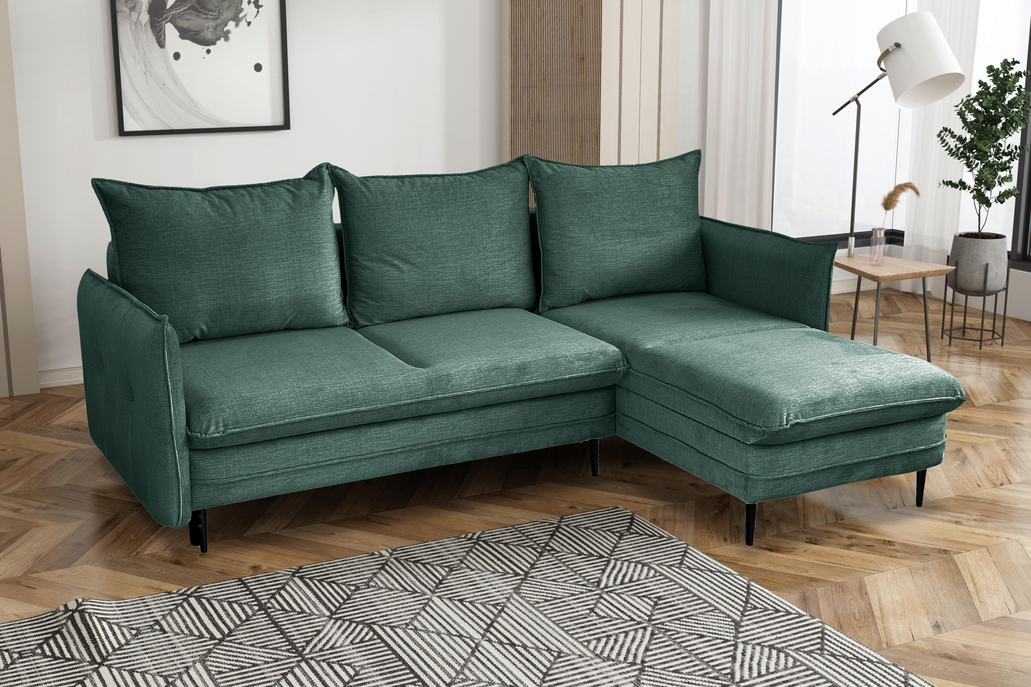 Ecksofa Melody - Schwarz/Mintgrün, Design, Textil (170/235cm) - MID.YOU