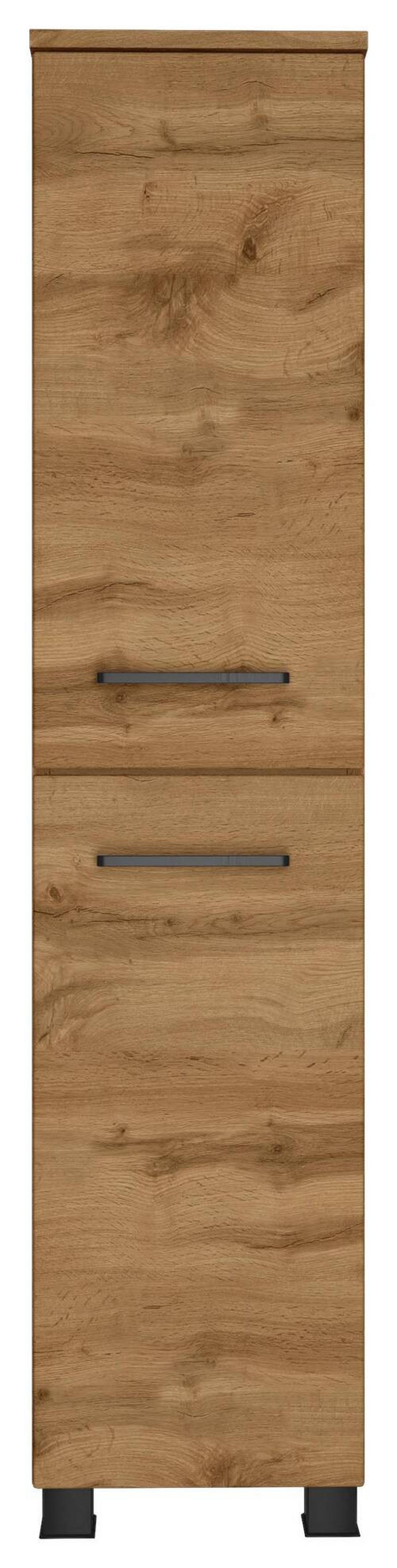 Midischrank Manchester B: 30 Cm Eiche Wotan Dekor - Eichefarben/Schwarz, MODERN, Holzwerkstoff (30/130/35cm) - Held