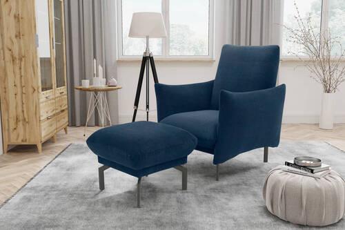 Hocker Blau B: 57 cm - Blau/Schwarz, Design, Textil (57/46/57cm) - MID.YOU