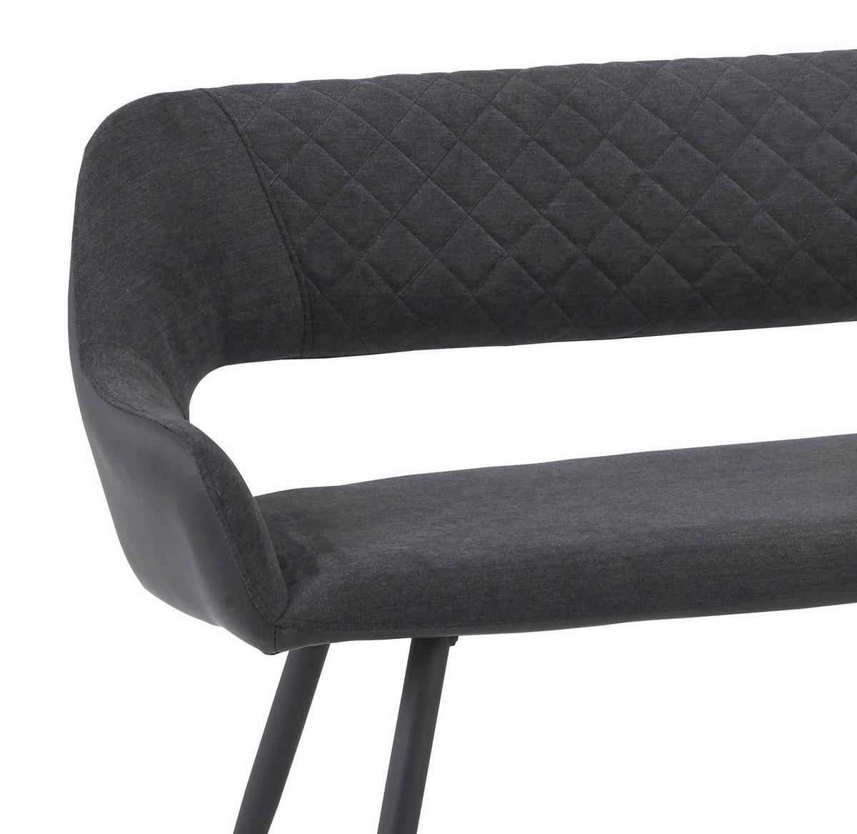 Sitzbank mit Lehne Gepolstert Anthrazit Porto B: 140 cm - Anthrazit/Schwarz, MODERN, Textil/Metall (140l) - MID.YOU