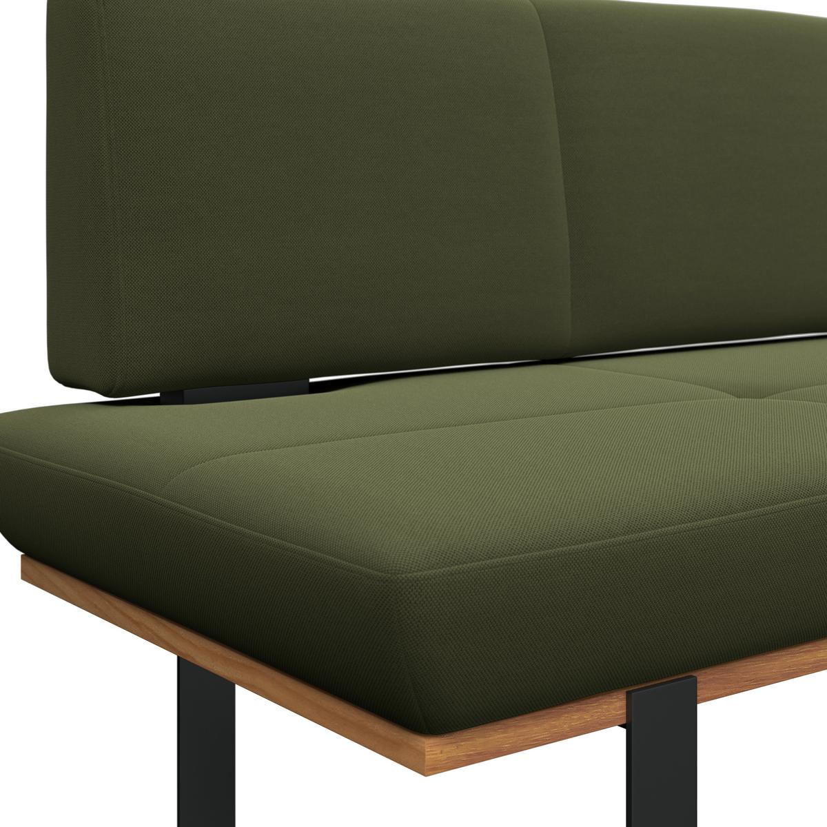 Sitzbank Tristan Webstoff moosgrün , B: 170cm - Schwarz/Grün, MODERN, Holz/Textil (170/48/90cm) - James Wood