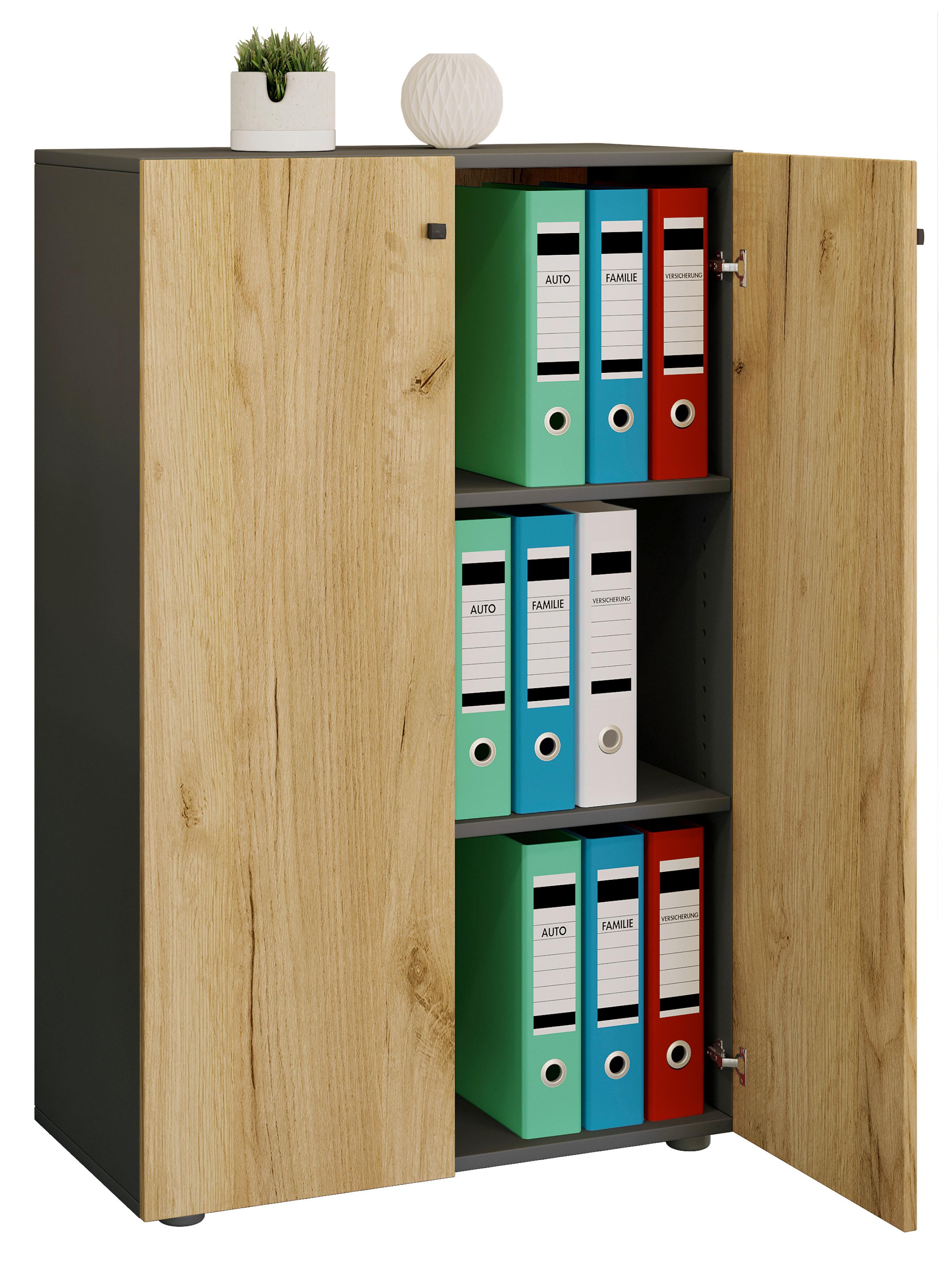 Aktenschrank Lona Anthrazit/Eiche Dekor B:70cm - Honigeiche/Anthrazit, Design (70/110/39cm) - MID.YOU