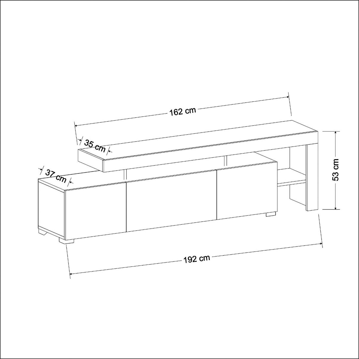 TV-ELEMENT Schwarz B: 192cm - Schwarz, MODERN, Holzwerkstoff (192/53/37cm)