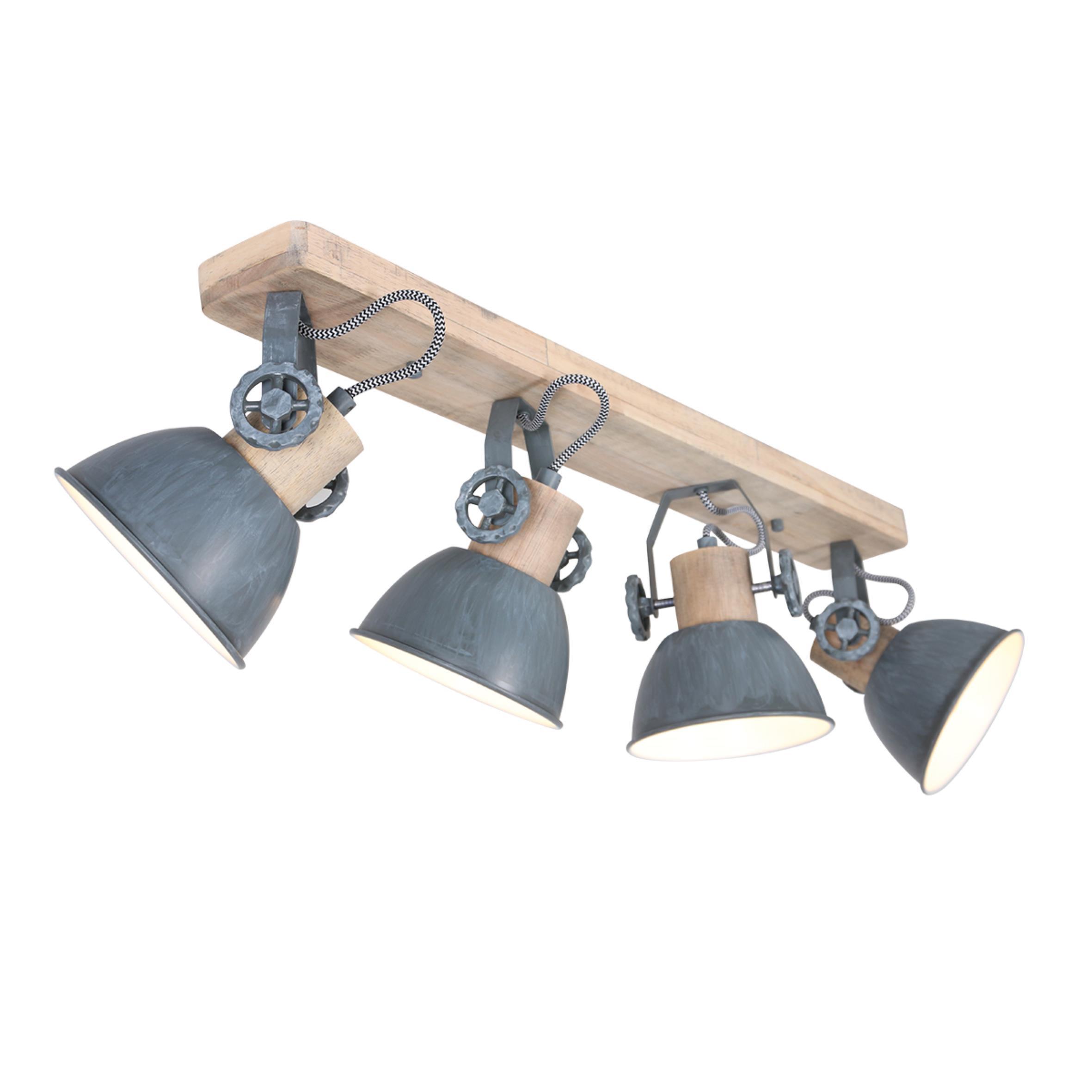 Deckenspots Gearwood - Grau, Trend, Holz/Metall (15/23/90cm)
