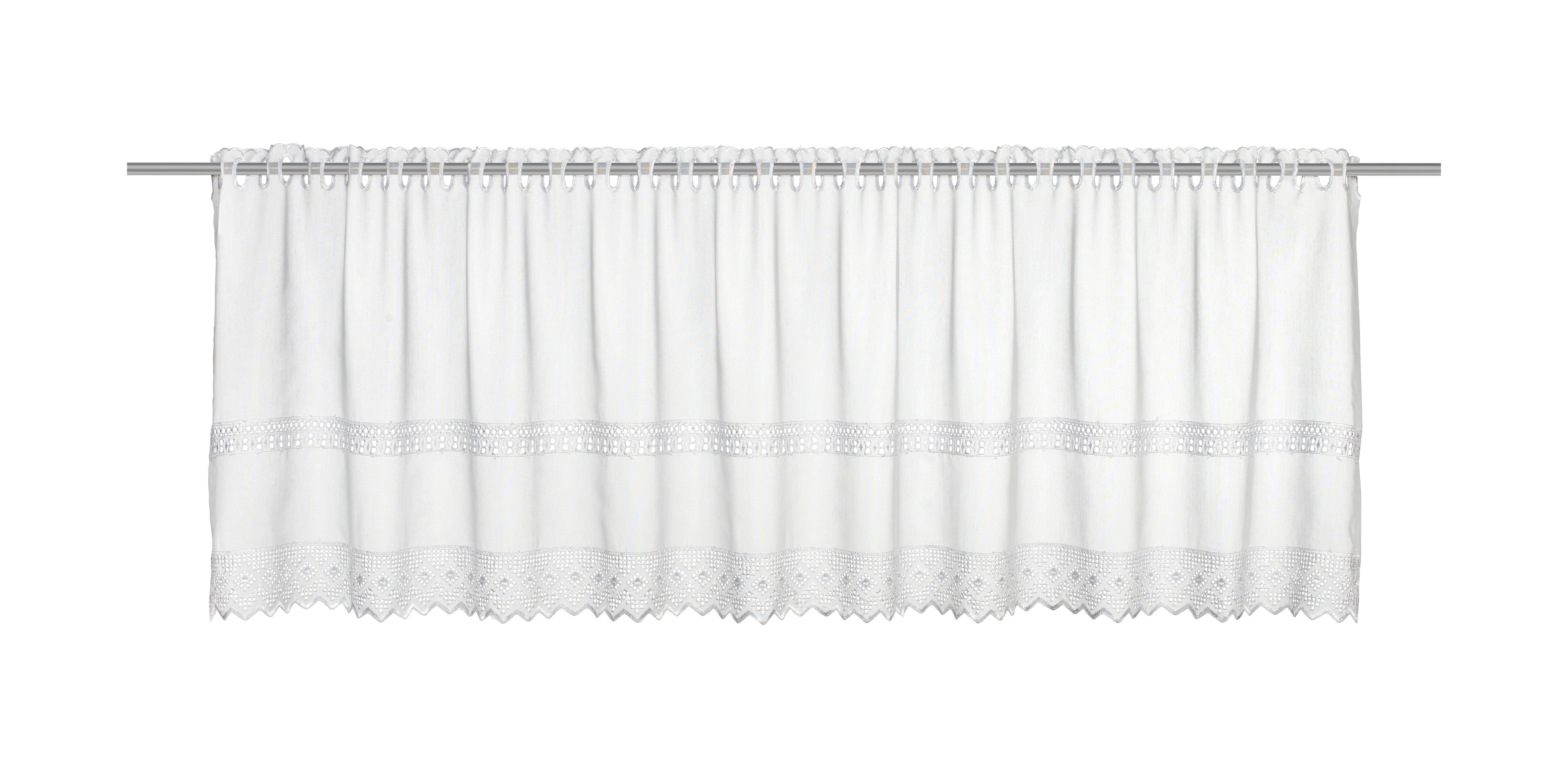 Krátka Záclona Pia, 150/47 Cm, Biela - biela, Romantický / Vidiecky, textil (150/47cm) - Modern Living