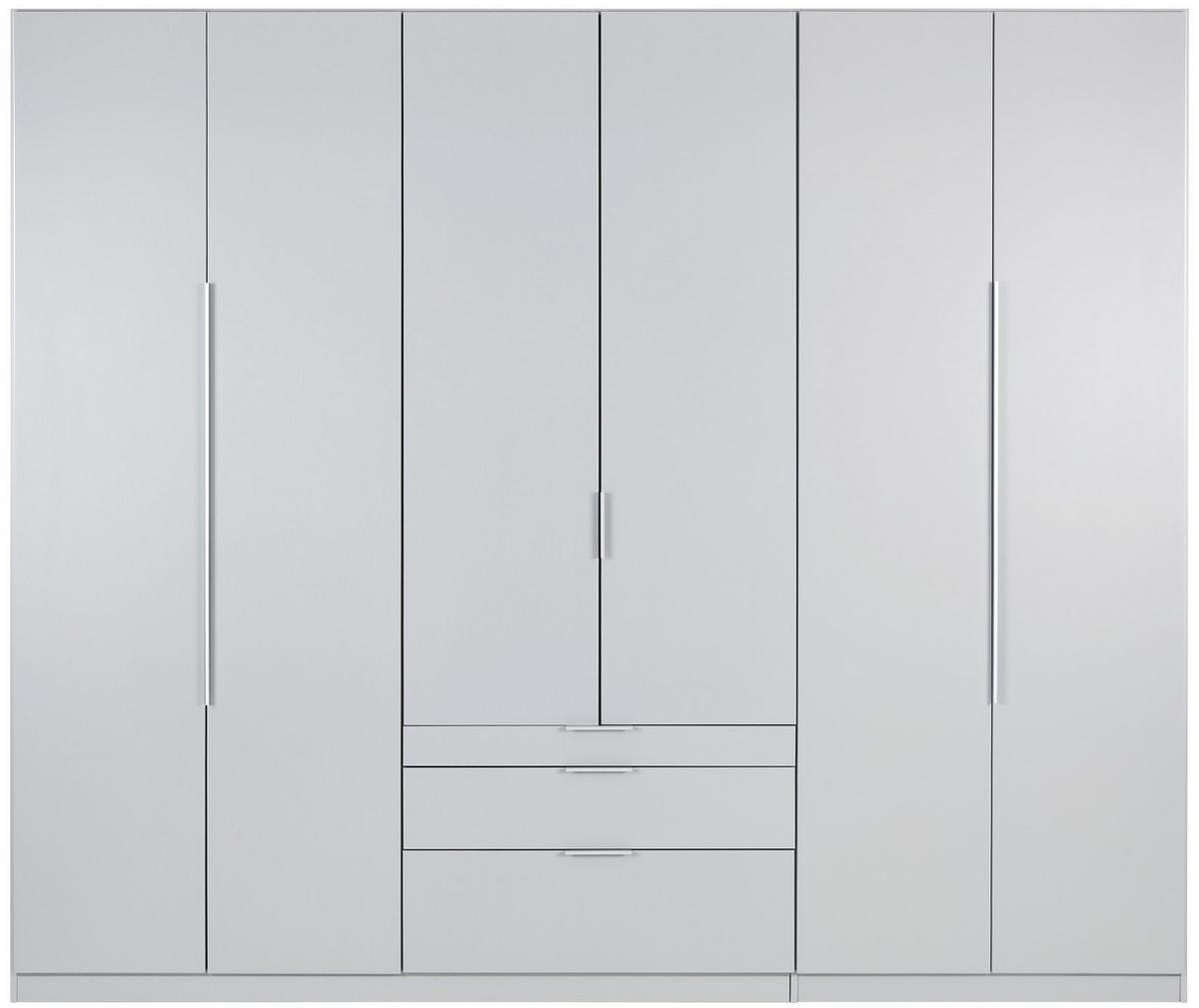 Drehtürenschrank mit Laden 271 cm Alabama, Seidengrau - Hellgrau, MODERN, Holzwerkstoff (271/229/54cm)