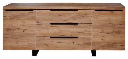 Sideboard 180 cm Aspen Sb 180 Kernbuche - Eichefarben/Schwarz, KONVENTIONELL, Holzwerkstoff/Metall (180/74/39,5cm) - Livetastic